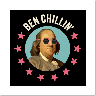 Ben Chillin': Retro Benjamin Franklin in Sunglasses Posters and Art